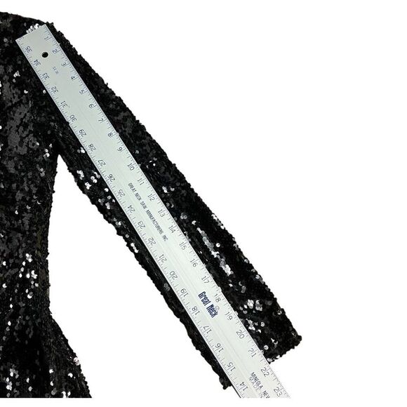 Zara Dress‎ WMNS M Black Sequin Mini Long Sleeve Asymmetric Avant Party Club - Picture 9 of 13